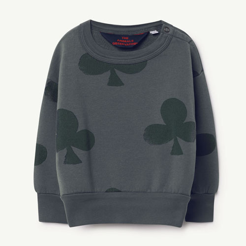 [12,18m]Bear Baby Sweatshirt (grey clovers)