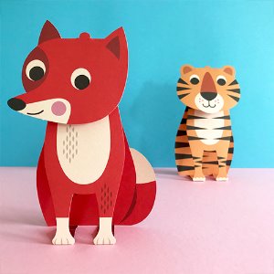 Postcard 3D (fox&amp;tiger)
