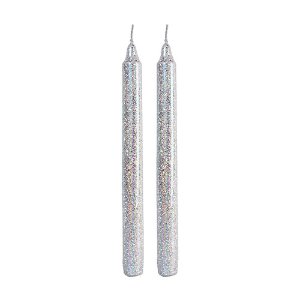 Candle Glitter Silver (set of 2)